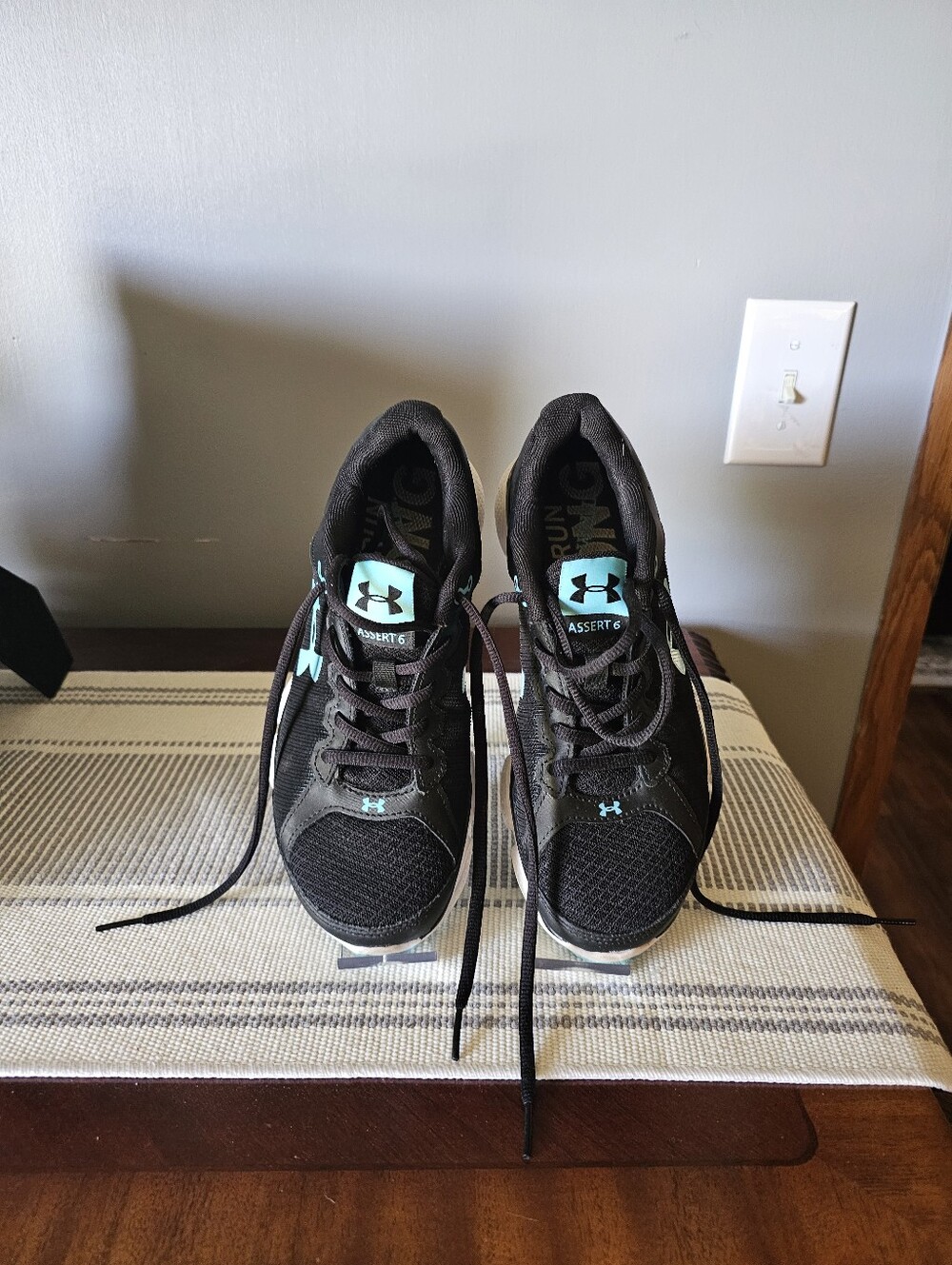 Under Armour Black Sneakers with Aqua Logo Accents - Picture 10 of 11